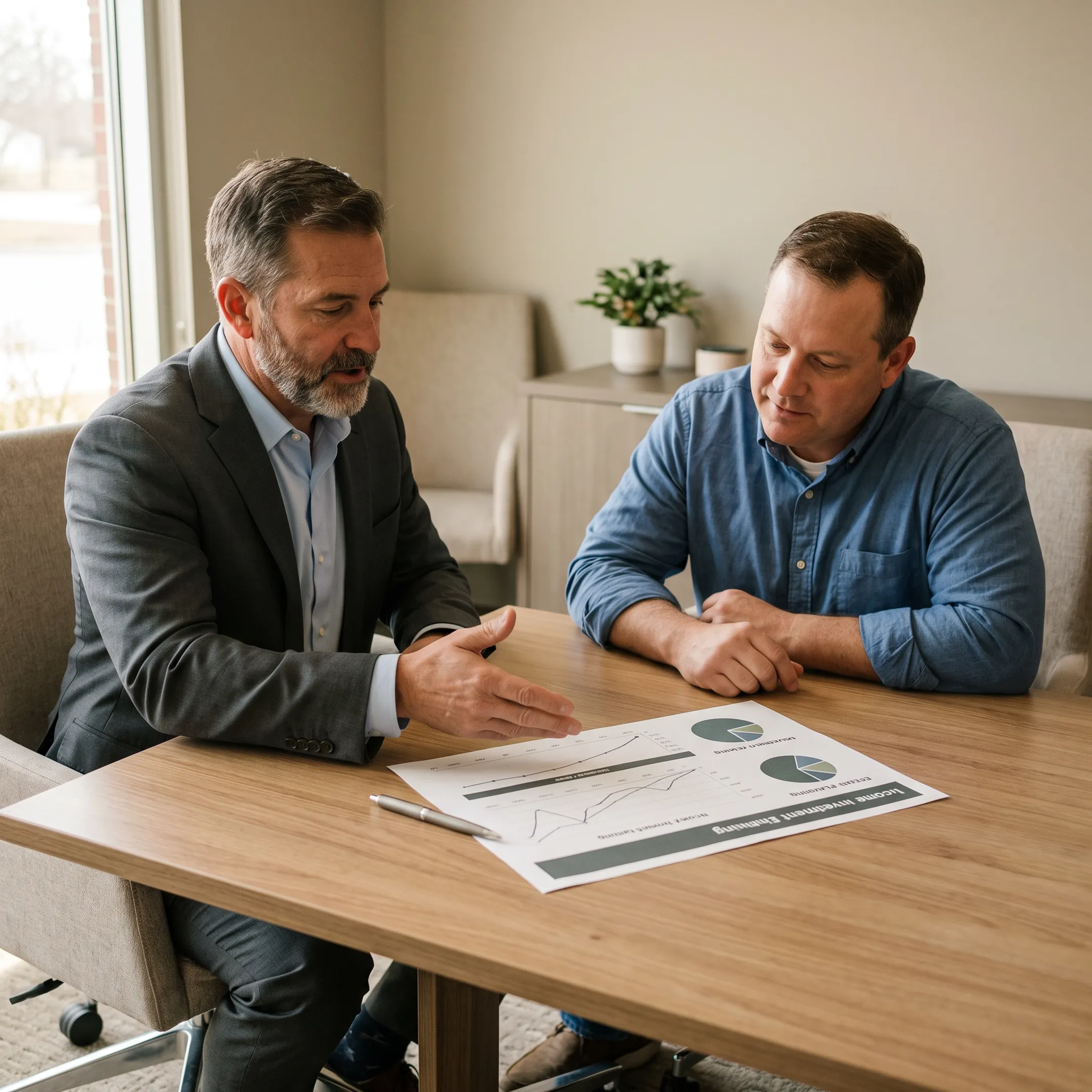 Advisor explaining a personalized financial strategy to a veteran