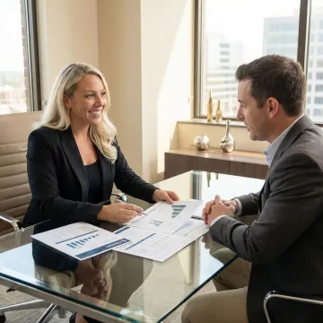 Financial advisor reviewing comprehensive wealth management plan with client