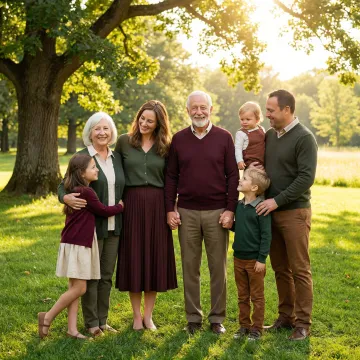 Multi-generational family celebrating together outdoors
