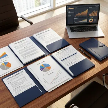 Estate planning documents with trust agreements and asset distribution charts