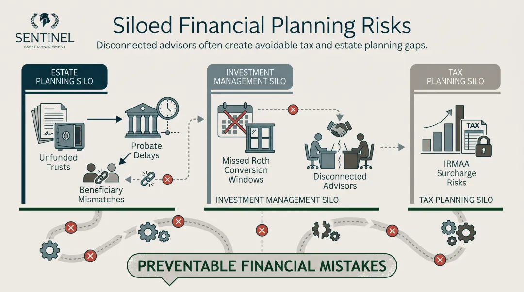 Siloed financial planning failure points costs and probate delays breakdown