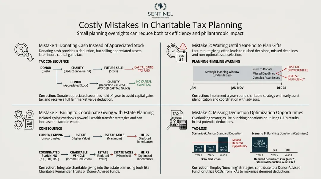 Four costly year-end charitable giving mistakes and their financial consequences