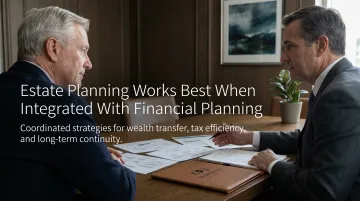 Financial advisor and client reviewing coordinated estate and investment plan documents