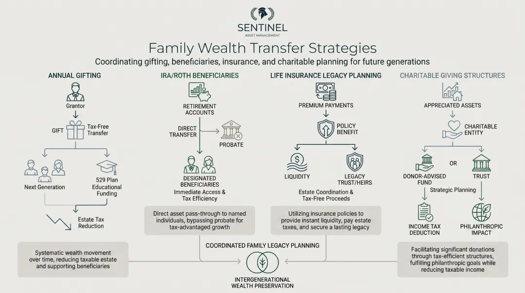 Four family wealth transfer strategies gifting IRA beneficiaries life insurance and charitable giving