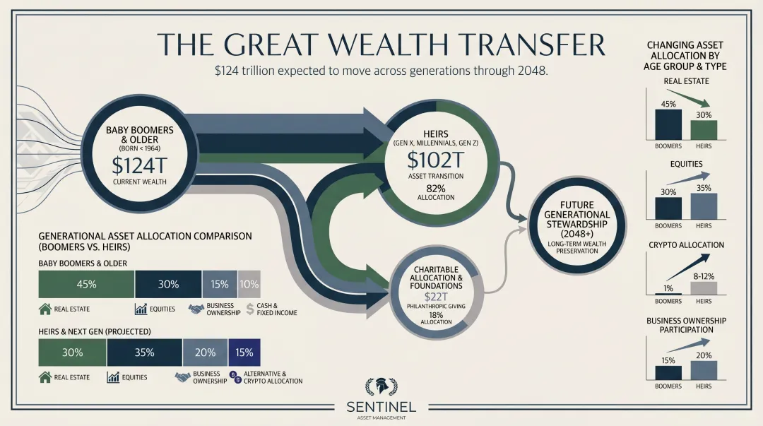 124 trillion great wealth transfer generational asset allocation breakdown infographic