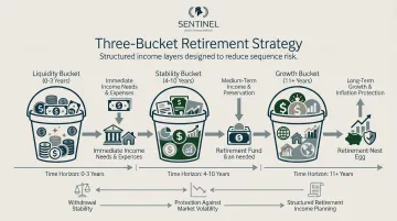 Three-bucket retirement withdrawal strategy short medium and long-term income layers