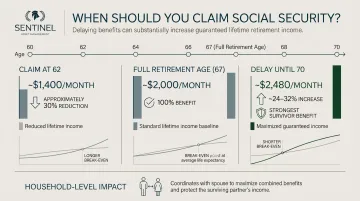 Social Security claiming age comparison at 62 full retirement age and 70 monthly benefit amounts