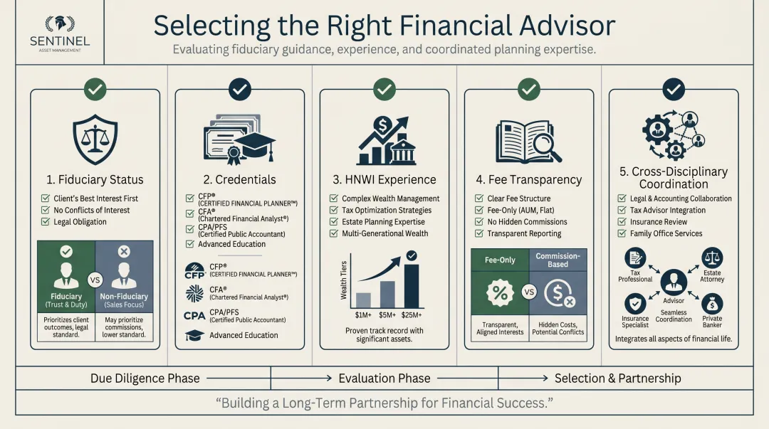 Five key characteristics of a qualified high-net-worth financial advisor selection checklist