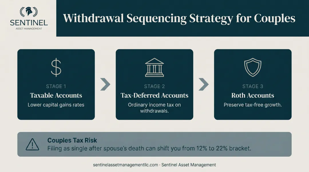 Retirement account withdrawal sequencing order for tax-efficient income strategy couples