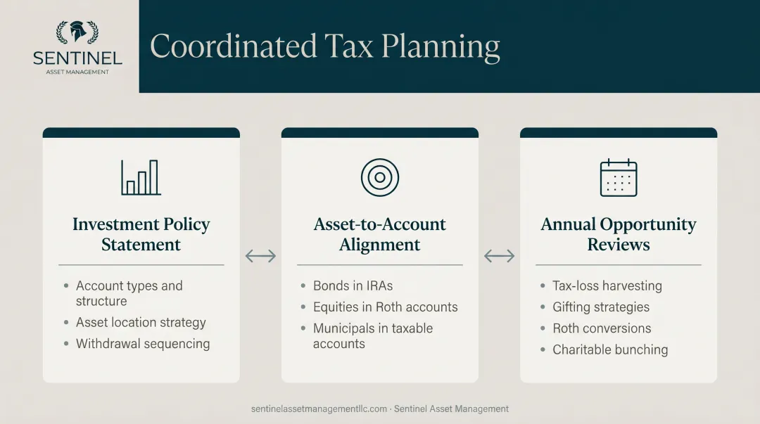 Coordinated high-net-worth tax planning three pillar framework investment charitable estate