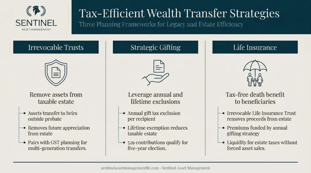 Three tax-efficient wealth transfer strategies irrevocable trusts gifting and life insurance