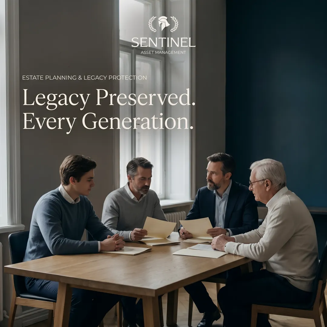 Family discussing estate planning documents with financial advisor