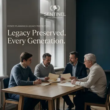 Family discussing estate planning documents with financial advisor