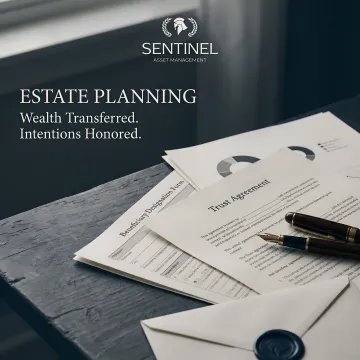 Organized estate planning documents with tax-efficient asset distribution charts