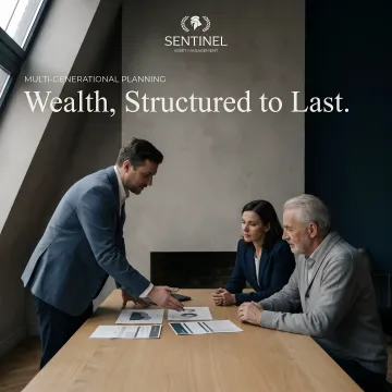 Wealth advisor presenting comprehensive family financial plan with charts and projections