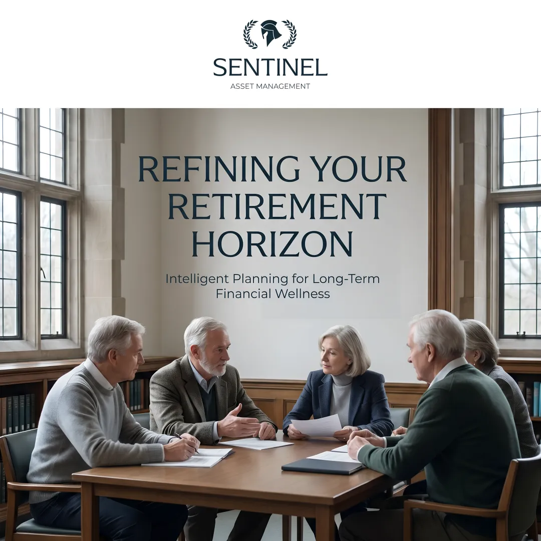Senior couple reviewing financial retirement plan documents with advisor in Maryland