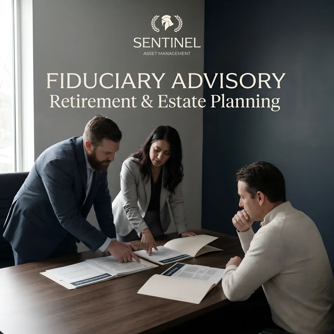 Wealth management team reviewing comprehensive financial plan with Maryland client