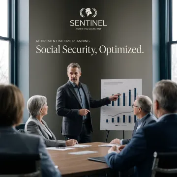 Financial advisor explaining Social Security benefits on a whiteboard to workshop attendees
