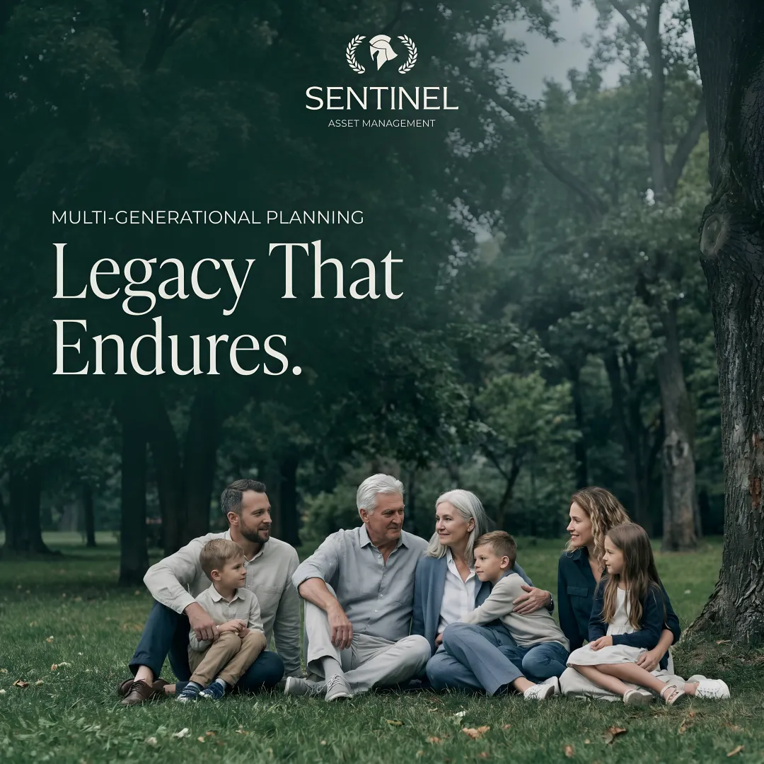 Multi-generational family celebrating together outdoors