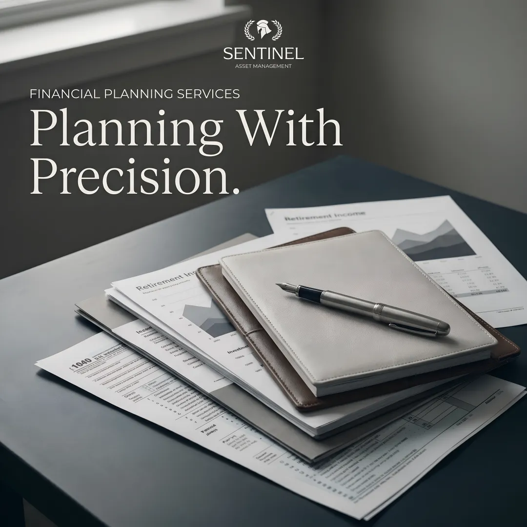 Retirement planning with tax documents and estate planning materials
