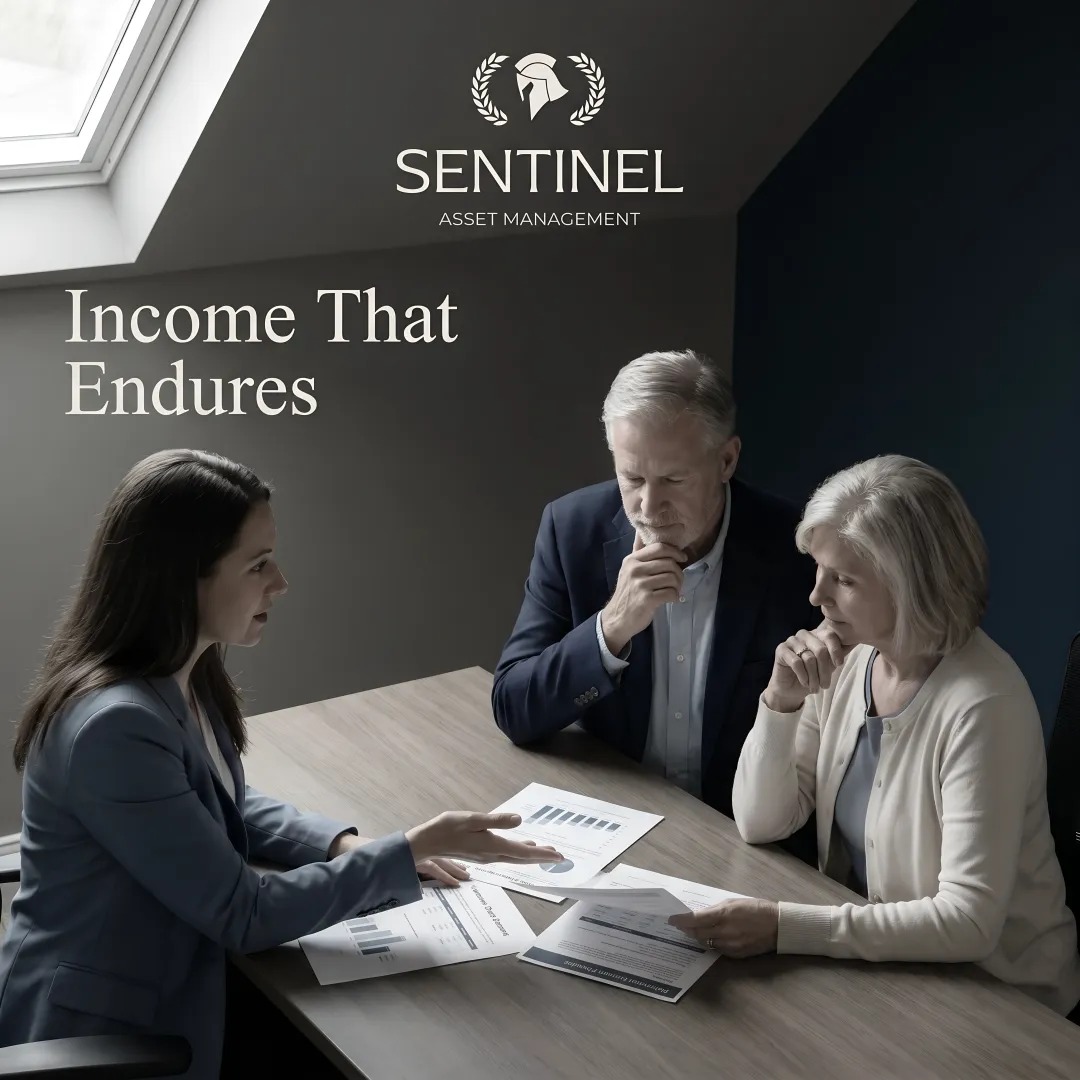 Retirement planning advisor reviewing comprehensive financial plan with confident couple