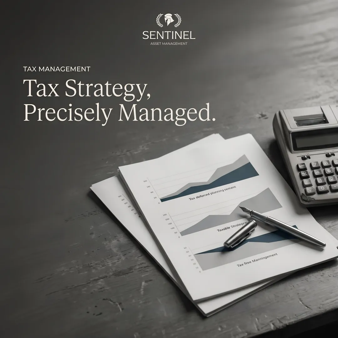 Tax planning charts and financial documents showing multi-account strategy for high-net-worth family