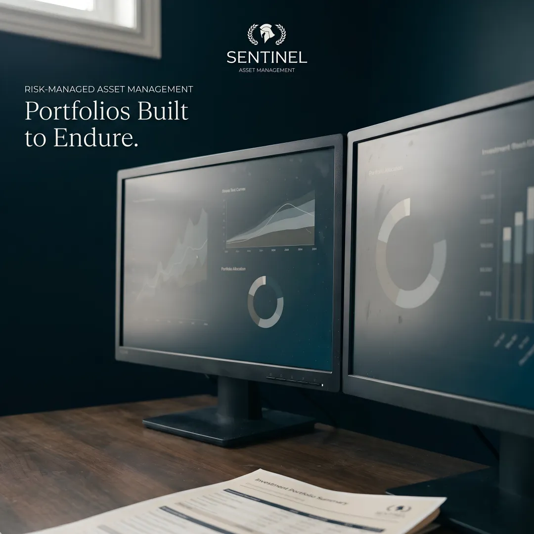 Diversified retirement portfolio analysis on multiple screens