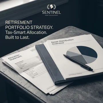 Tax-efficient retirement portfolio allocation chart showing taxable, tax-deferred, and tax-free accounts