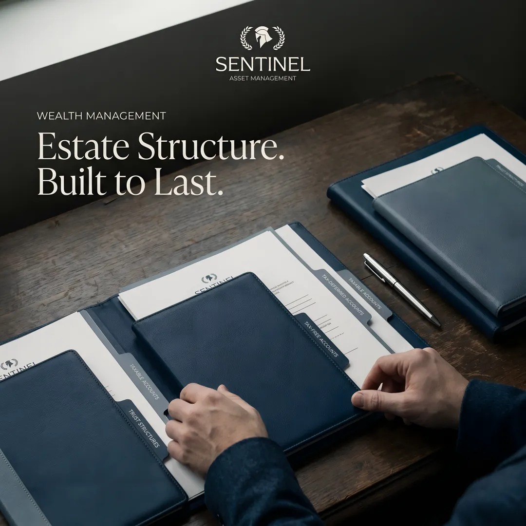 Estate planning documents organized across tax categories with beneficiary designations