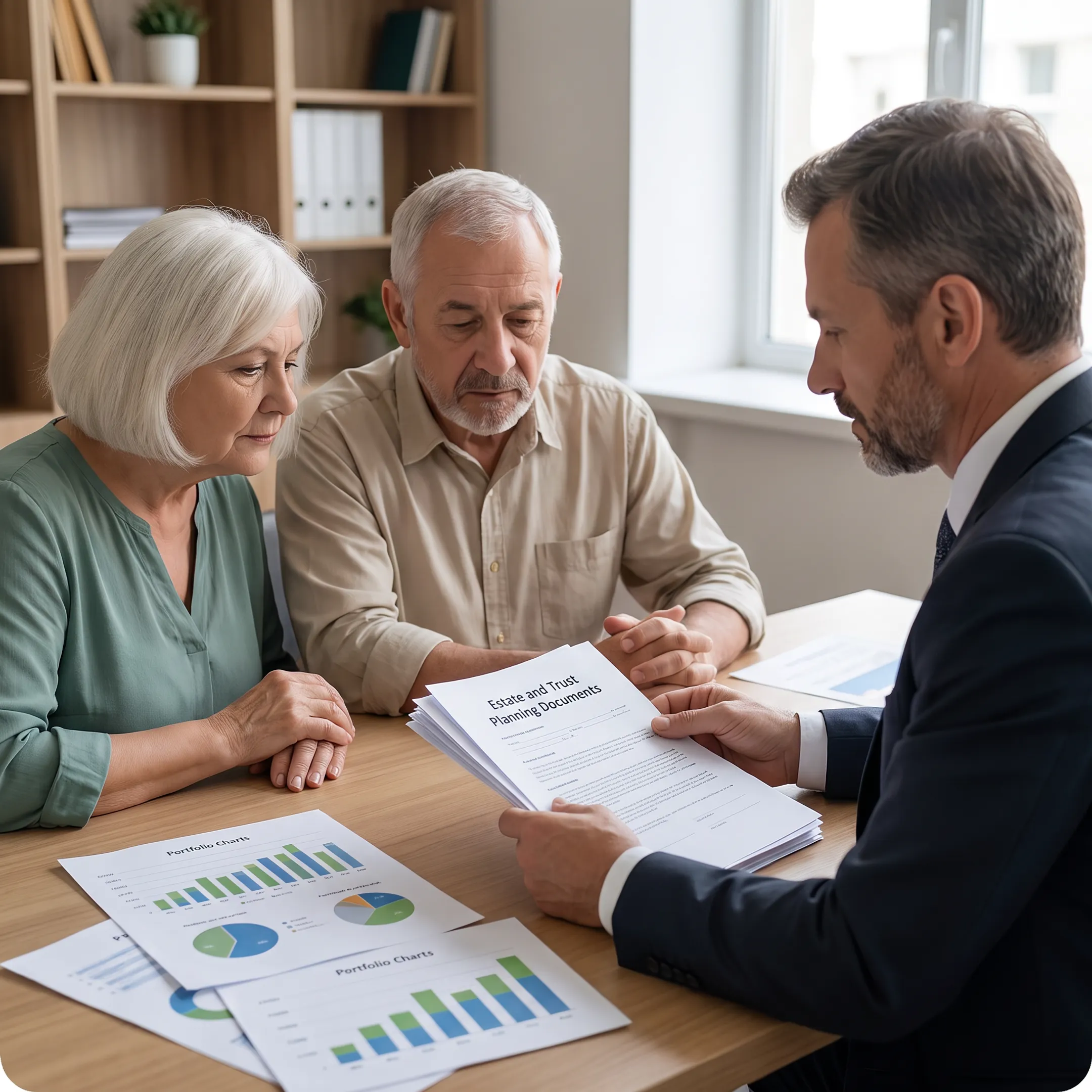 Advisor discussing tax-aware trust strategy with clients