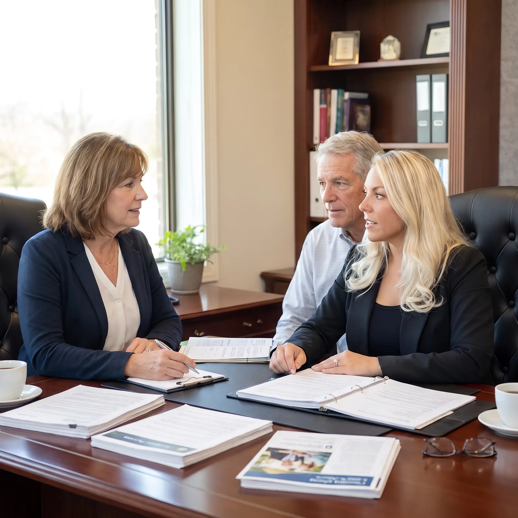 Couple reviewing charitable giving plans with an advisor