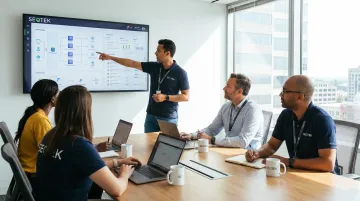 SEQTEK Localshoring team collaborating with client on data strategy dashboard