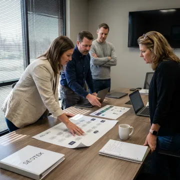 Consultants reviewing project plans and process maps