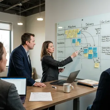 Consultants planning a project roadmap