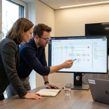 Automation consulting team reviewing AI workflows