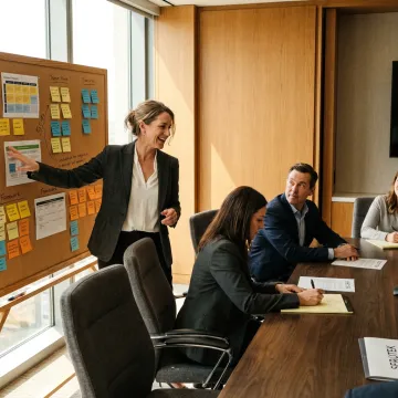 Leadership consultants guiding executive strategy session