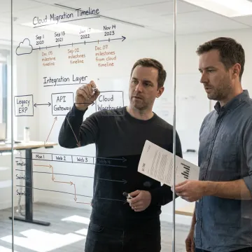 Consultants mapping an infrastructure modernization process