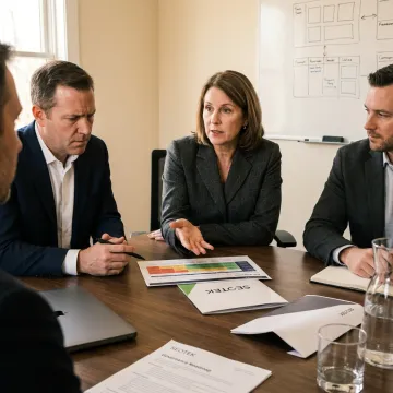 Corporate governance consultants in a strategy meeting