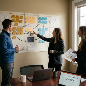 Consultants mapping business process flow