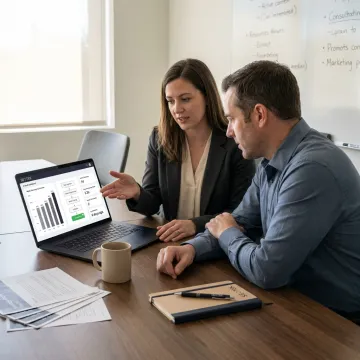 ML consultants reviewing analytics dashboards