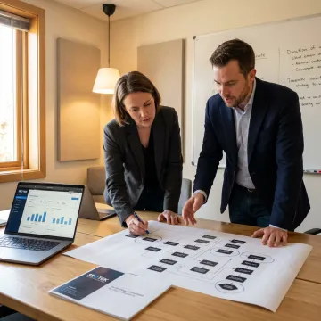 Consultants mapping automation integration workflow