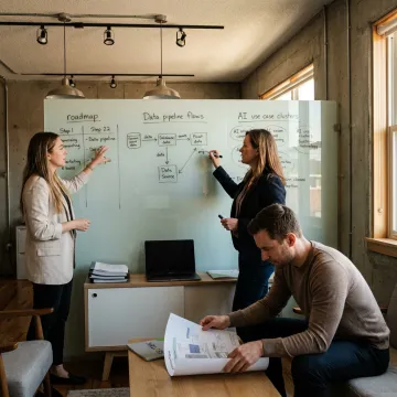 Consultants mapping a data and AI implementation process