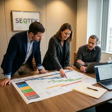 Consultants reviewing PMO delivery roadmap