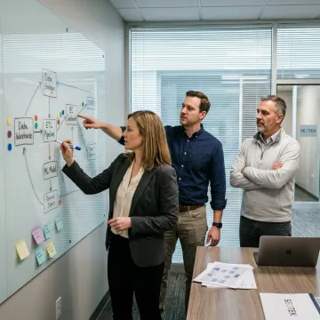 Consultants mapping a business intelligence process