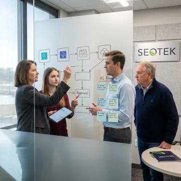 Team mapping a digital workflow process