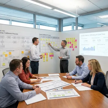Business consultants leading an operational efficiency workshop