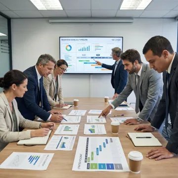 Strategy consultants collaborating with business leaders