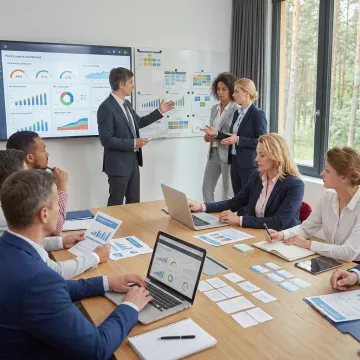 Consultants reviewing performance strategy