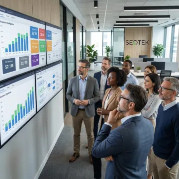 Business intelligence dashboard on screens