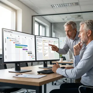 Consultants managing a complex project plan